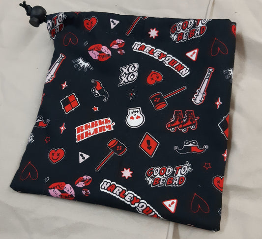 Harley Quinn Rebel Heart on Black Dice Bag