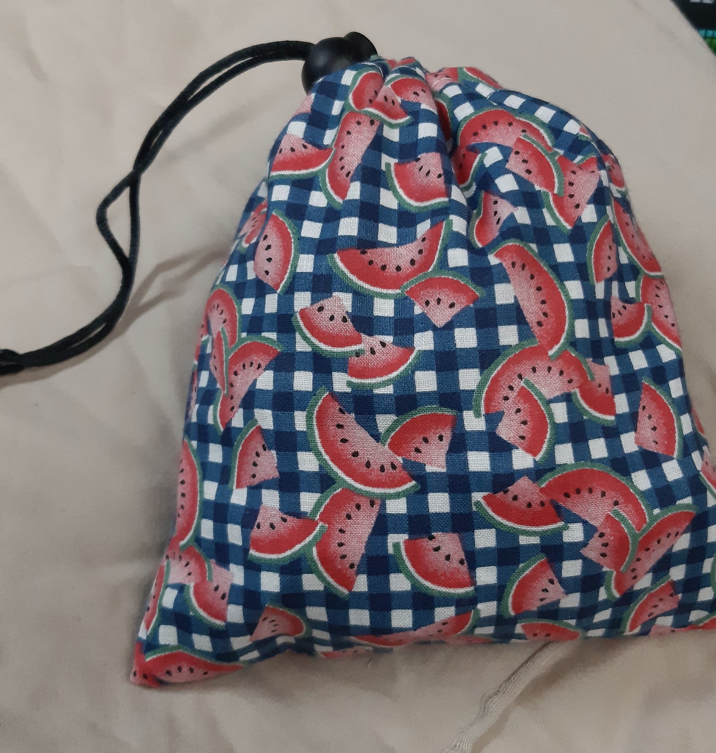 Watermelons on Blue Plaid Dice Bag