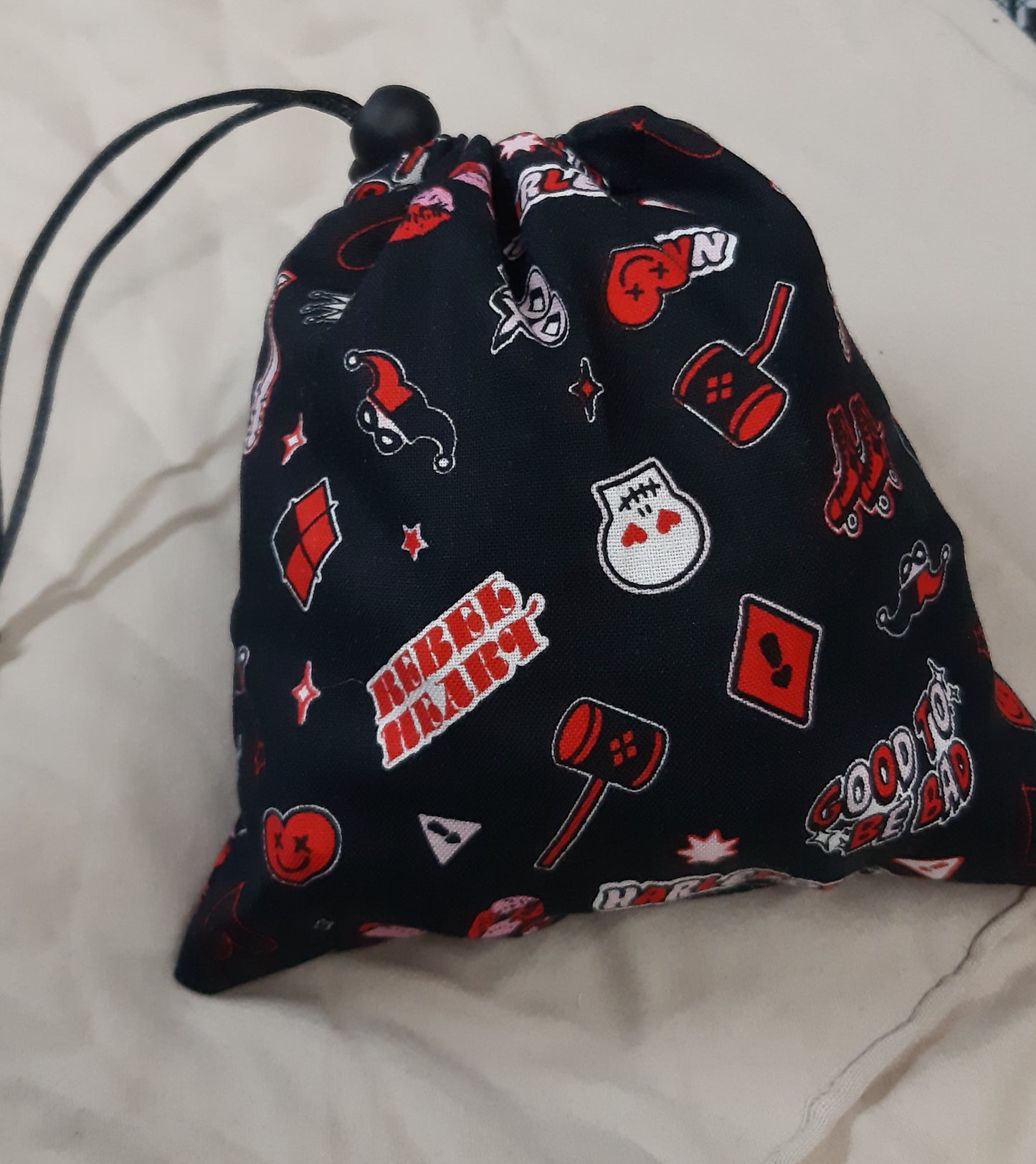 Harley Quinn Rebel Heart on Black Dice Bag